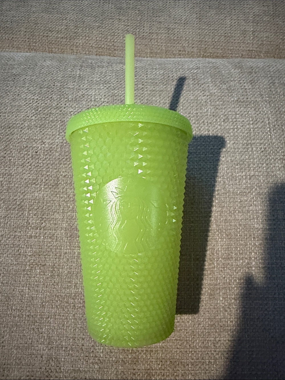 “As Is” Starbucks Lime Green GITD Studded Reusable Tumbler with Straw